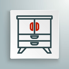 Line Chest of drawers icon isolated on white background. Colorful outline concept. Vector