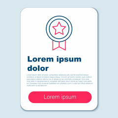 Line Game rating with medal icon isolated on grey background. Level results for game. Colorful outline concept. Vector