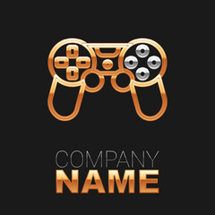 Line Game controller or joystick for game console icon isolated on black background. Colorful outline concept. Vector