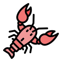 Lobster delicacy icon. Outline lobster delicacy vector icon color flat isolated
