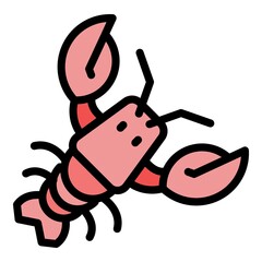 Fresh lobster icon. Outline fresh lobster vector icon color flat isolated