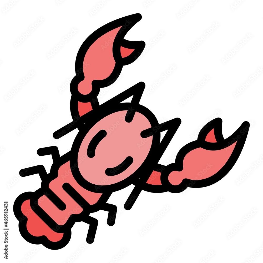Wall mural delicious lobster icon. outline delicious lobster vector icon color flat isolated - Wall murals