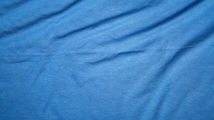 beautiful blue natural fabric cotton jersey. Top view. tailoring of elegant textile. Texture. Background