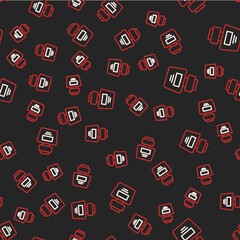 Line Perfume icon isolated seamless pattern on black background. Vector