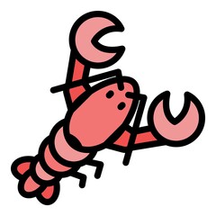 Marine lobster icon. Outline marine lobster vector icon color flat isolated