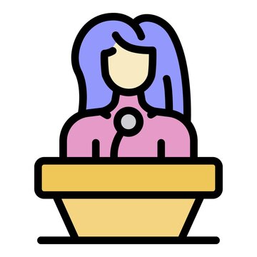 recommend clip art: Tv presenter speaker icon. Outline tv presenter speaker vector icon color flat isolated