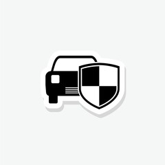 Protective shield and car sticker icon