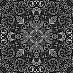 Naklejki  Abstract dark vintage retro ornate ornament background, curved geometric symmetrical pattern elements, kaleidoscope effect