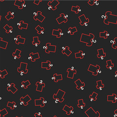 Line T-shirt on hanger icon isolated seamless pattern on black background. Vector
