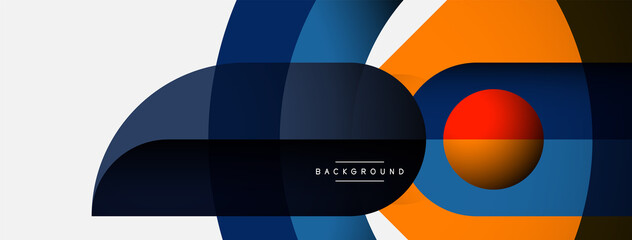 Geometric abstract background. Round shapes, circles, lines composition for wallpaper banner background or landing page