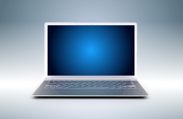 laptop computer with a blue screen on the display