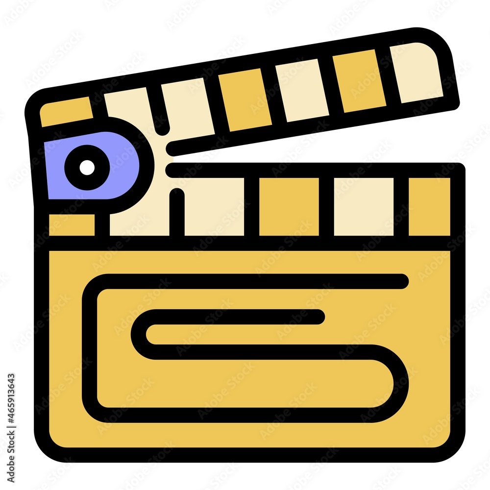 Poster video clapper icon. outline video clapper vector icon color flat isolated