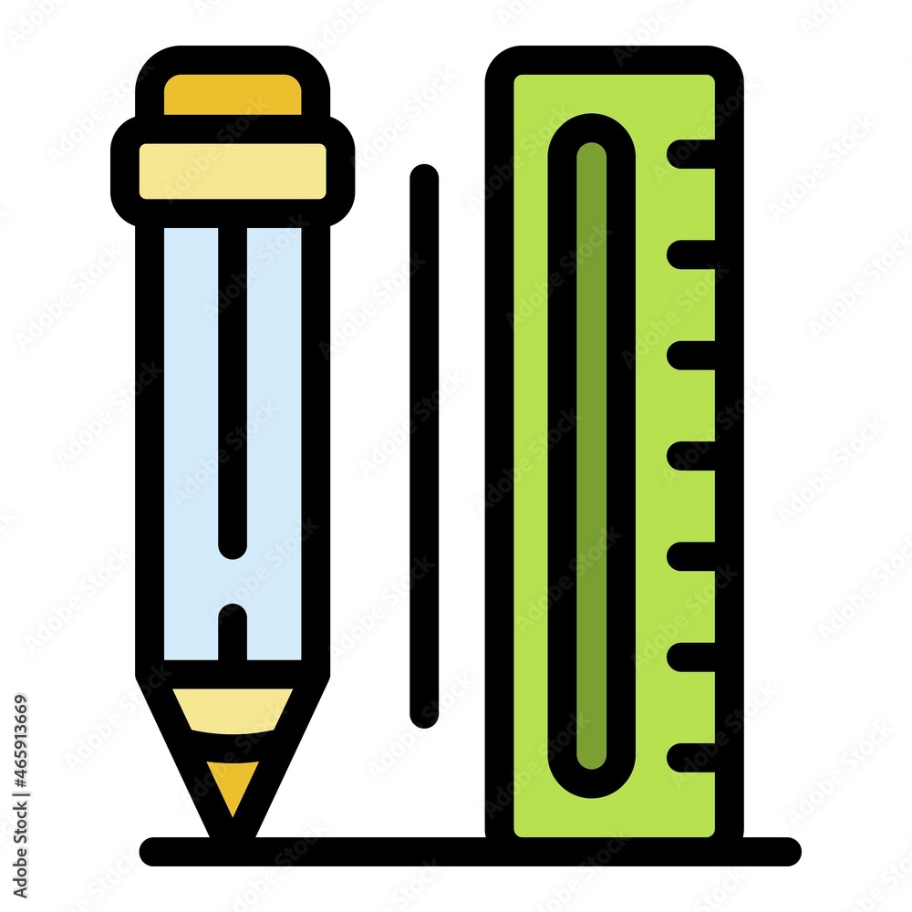 Aufkleber pen ruler engineer icon. outline pen ruler engineer vector icon color flat isolated