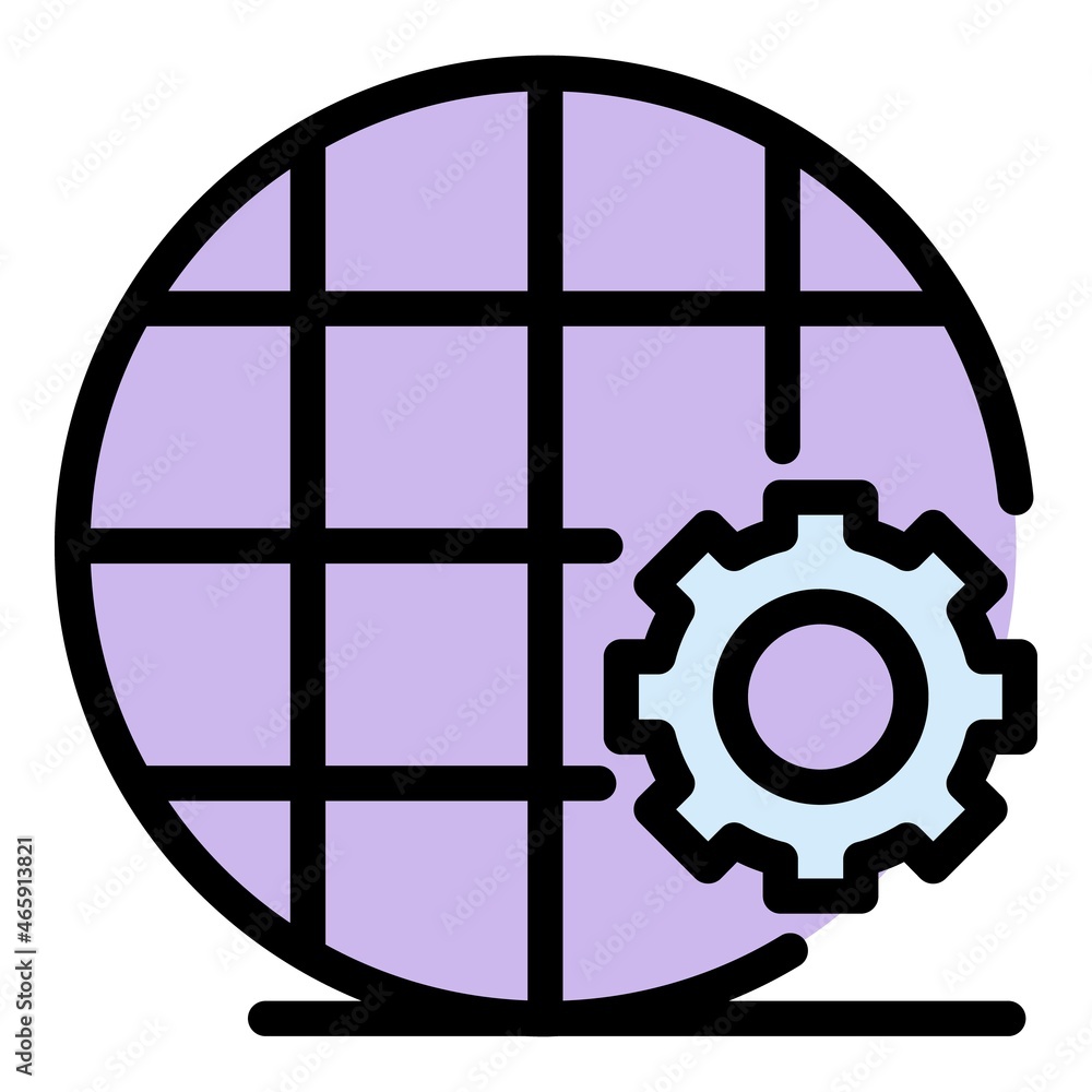 Poster net communication gear icon. outline net communication gear vector icon color flat isolated