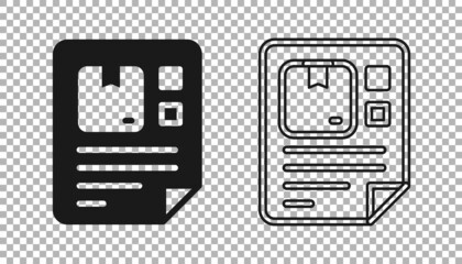 Black Waybill icon isolated on transparent background. Vector