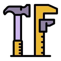 Hammer engineer icon. Outline hammer engineer vector icon color flat isolated