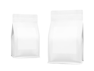 Realistic bag mockups isolated on white background. Perspective view. Vector illustration. Can be use for your design, presentation, promo, ad. EPS 10.	