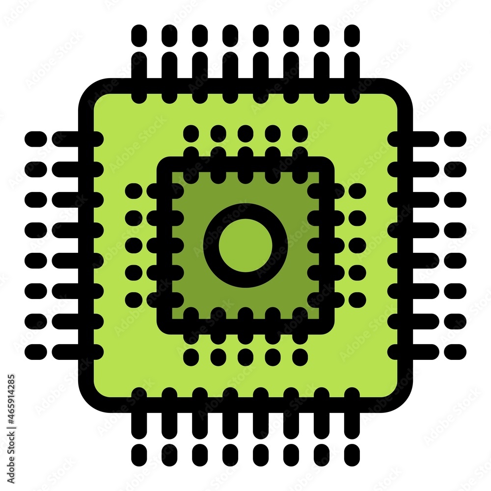 Poster engineer processor icon. outline engineer processor vector icon color flat isolated