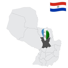 Location San Pedro Department on map Paraguay. 3d location sign similar to the flag of San Pedro. Quality map  with  provinces Republic of Paraguay for your design. EPS10