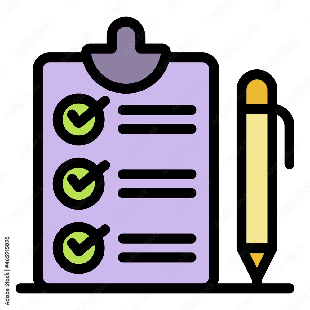 Poster engineer checklist icon. outline engineer checklist vector icon color flat isolated
