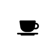 Hot cup icon. Mug with tea or coffee icon flat. Black logo or label isolated on white background.
