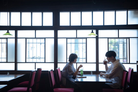 Couple in Japanese style Cafe
