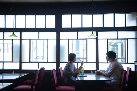 Couple in Japanese style Cafe