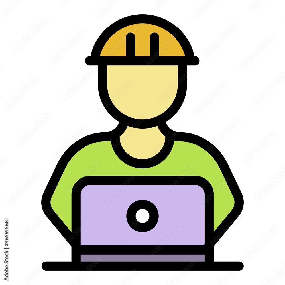 Poster modern communications engineer icon. outline modern communications engineer vector icon color flat i