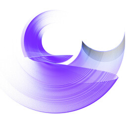 Obraz premium Purple, striped, zigzag and arched elements are layered and rotated in a circle on a white background. Graphic design element. Logo, symbol, sign, icon. 3d rendering. 3d illustration.