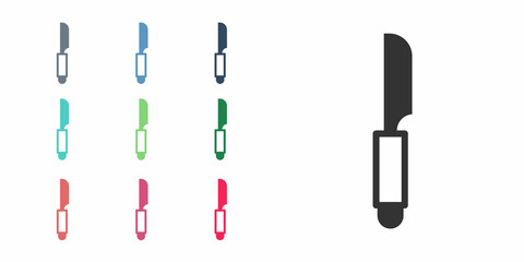 Black Knife icon isolated on white background. Cutlery symbol. Set icons colorful. Vector