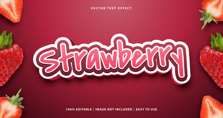 Strawberry fruit editable text effect. Premium Vector