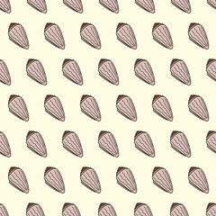 Vector seamless pattern with seashells. Creative design with color seashells on the color background. Vector illustration. Textile pattern, print pattern. Wrapping-paper with seashells