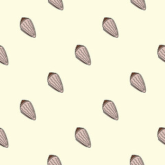 Vector seamless pattern with seashells. Creative design with color seashells on the color background. Vector illustration. Textile pattern, print pattern. Wrapping-paper with seashells