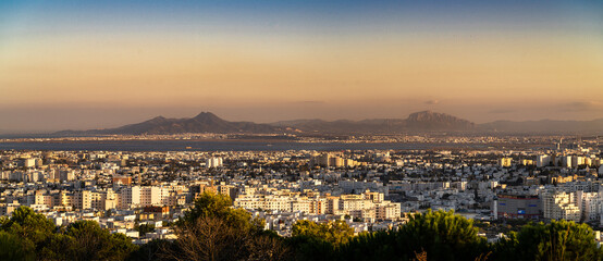 Fototapeta na wymiar View of Tunis from the mountain, Tunisia