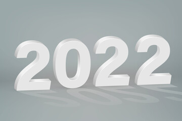 2022 new year 3d text on scene background.