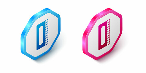 Fototapeta premium Isometric Harmonica icon isolated on white background. Musical instrument. Hexagon button. Vector