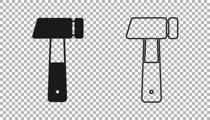 Black Hammer icon isolated on transparent background. Tool for repair. Vector