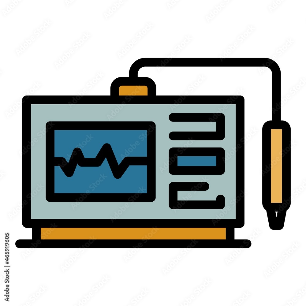 Poster frequency radio device icon. outline frequency radio device vector icon color flat isolated