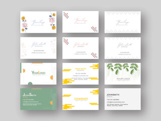 Set Of Horizontal Business Card Template In Front And Back View.