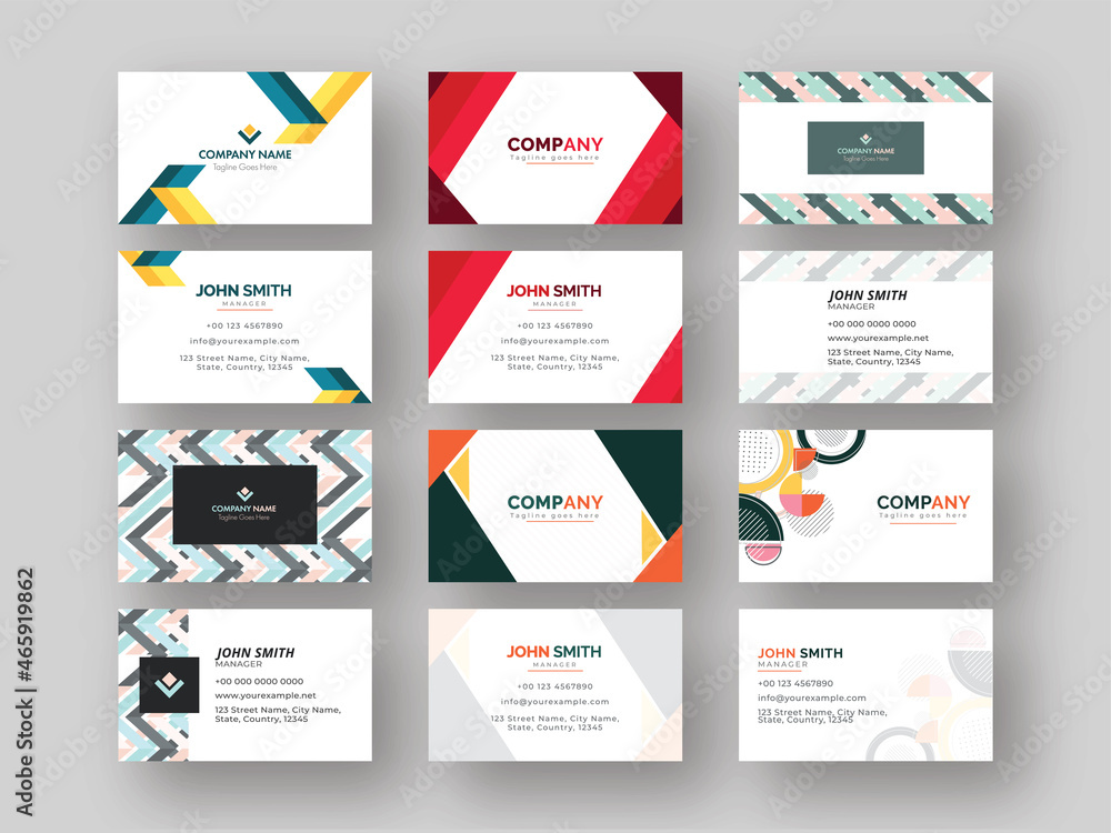 Poster set of abstract business card in front and back side.