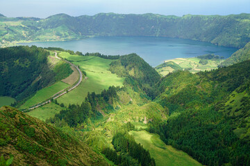 Naklejka premium Amazing landscape on azores island sao miguel