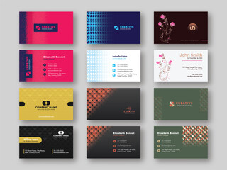 Fototapeta na wymiar Front And Back View Of Business Or Visiting Card Set For Advertising.