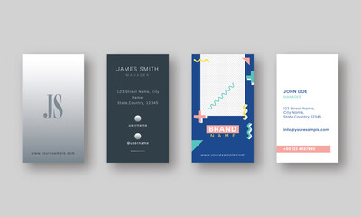 Two Types Of Vertical Business Card Template Layout For Advertising.