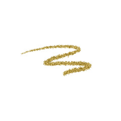 A brushstroke with gold glitter texture isolated on white background. Christmas glowing decoration.