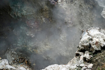 hot steam over river in furnas