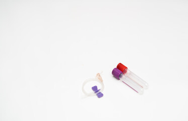 Test tubes collect blood samples for health checks. annual body for research laboratories and...