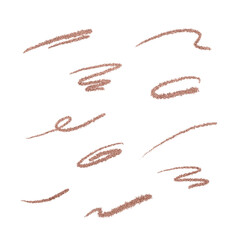A set of thin roze gold glitter brushstrokes. Christmas glowing decorations, underlines on white background. © julia_khimich