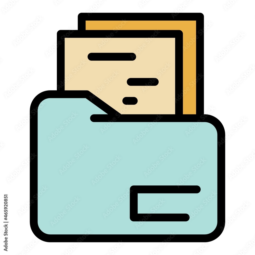 Poster folder with files icon. outline folder with files vector icon color flat isolated