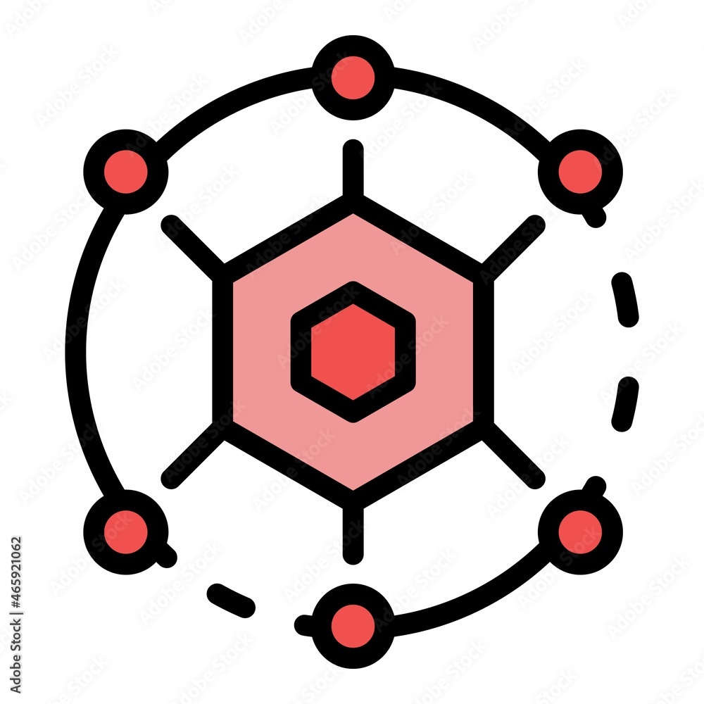 Poster molecular structure icon. outline molecular structure vector icon color flat isolated