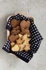 Freshly baked cookies in a oven dish